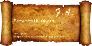 Ferencsik Anett névjegykártya